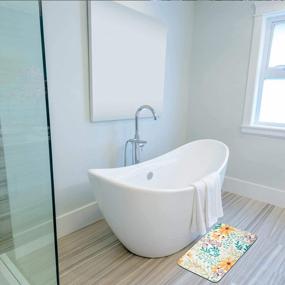 img 2 attached to Коврик для ванной с цветочным рисунком - Коврик для ванной комнаты LIVILAN с желтым цветком и дизайном в виде листьев, коврик для ванной с листьями 24 ''X16 '' для лучшей эстетики ванной комнаты