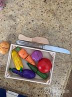 img 1 attached to Wooden Play Food For Kids Kitchen - Pretend Toy Fruits And Vegetables Set With Cutting Feature - Educational Toys For Toddlers - Ideal Gift For Boys And Girls By Airlab review by Wendy Lee