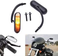 🛵 dreamizer black motorcycle rear view mirrors: oval retro mini mirrors for softail breakout, sportster, street glide, and more! логотип