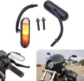 img 4 attached to 🛵 DREAMIZER Black Motorcycle Rear View Mirrors: Oval Retro Mini Mirrors for Softail Breakout, Sportster, Street Glide, and More!