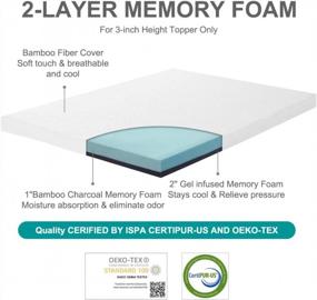 img 1 attached to California King Size 3 Inch Memory Foam Mattress Topper With High Density Gel-Infused Cooling, Removable & Washable Bamboo Fiber Cover - TEKAMON