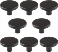 set of 8 matte black solid brass cabinet knobs for home decoration - 1.1"x0.78" round kitchen and dresser drawer handles logo