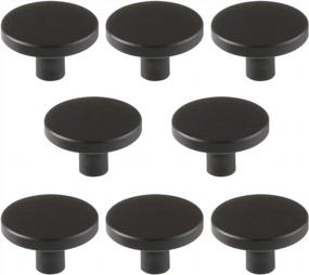 img 4 attached to Set Of 8 Matte Black Solid Brass Cabinet Knobs For Home Decoration - 1.1"X0.78" Round Kitchen And Dresser Drawer Handles