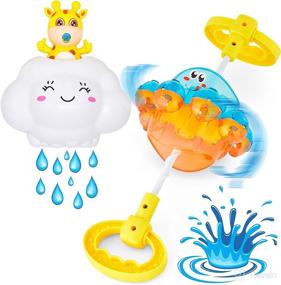 img 4 attached to Double Fun Bath Toys for Kids - Splashin' Kids Water Bathtub Toys with Rotating Octopus and Head Bobbing Reindeer for Toddlers