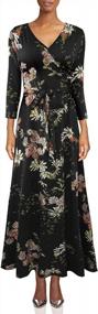 img 4 attached to Floral Maxi Dress With Sleeves And Faux Wrap Design For Women - Aphratti Fit And Flare Long Dresses