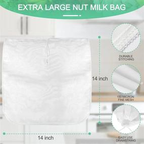 img 3 attached to Premium Quality Bellamei Nut Milk Bags - Reusable 2 Pack Food Strainers For Homemade Almond/Soy Milk, Yogurt, Cold Brew Coffee, Tea & Beer With Fine Nylon Mesh