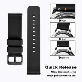 img 2 attached to 14Mm-24Mm WOCCI Silicone Watch Bands: 13 Colors & Silver Buckle - Quick Release!