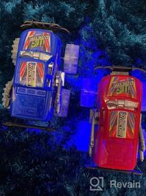 img 7 attached to Flashy LED Tire Monster Truck Toys - набор из 2 предметов, идеальный подарок на день рождения для мальчиков и девочек в возрасте от 3 лет и старше, транспортные средства Friction And Push N Go, идеально подходящие для детских вечеринок и развлечений