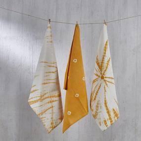 img 1 attached to 100% Cotton Kitchen Towels With Hanging Loop, Set Of 3 Flour Sack Tea & Dish Towels For Farmhouse Or Indie Mango Decor, 20X26 Inch Hand Towel By Folkulture
