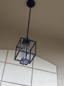 img 8 attached to Белый уличный подвесной светильник Osimir, водонепроницаемый алюминиевый уличный подвесной светильник, 14-дюймовая люстра-беседка для дома в песочно-белой отделке с пузырьковым стеклом, OS-3001