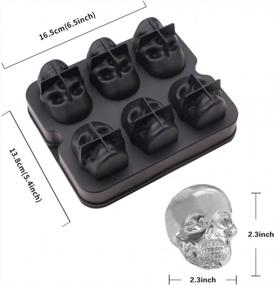 img 3 attached to Skull-Shaped Whiskey Ice Ball Mold Set: 6 Large Sphere Ice Cube Molds with 2.3x2.3 Inch Round Cubes