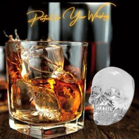 img 4 attached to Skull-Shaped Whiskey Ice Ball Mold Set: 6 Large Sphere Ice Cube Molds with 2.3x2.3 Inch Round Cubes