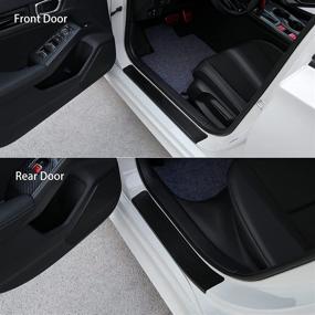 img 3 attached to 🚪 Thenice Carbon Fiber Style Leather Door Entry Guard Sticker - Anti-Dirty Scuff Plate for Honda Civic 2022 Door Sill Protector - 11th Gen Civic Threshold Bar