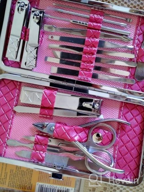 img 1 attached to 18Pcs Professional Manicure Pedicure Set Nail Clippers Travel Hygiene Stainless Steel Nail Cutter Care Kit With Leather Case By Teamkio review by Jason Dennis