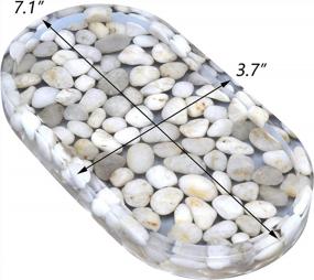 img 1 attached to Small Natural Stone Pebbles Bathroom Tray For Counter Vanity Tray Kitchen Soap Tray