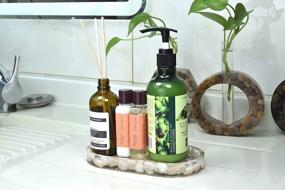 img 3 attached to Small Natural Stone Pebbles Bathroom Tray For Counter Vanity Tray Kitchen Soap Tray
