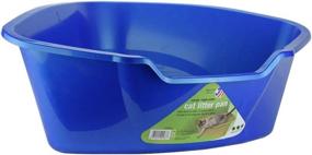 img 1 attached to Large Blue Van Ness Corner High Sides Cat Litter Pan: Efficient & Spacious