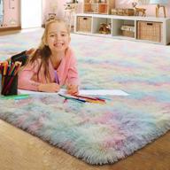 rainbow shaggy tie-dye area rug - modern fluffy soft rug for girls' room, kids' bedroom, living room, and home decor - 4x6 feet luxury carpet by lochas logo