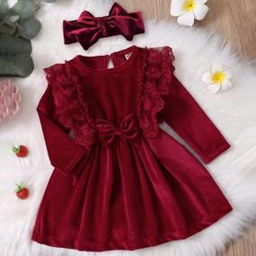 img 3 attached to Toddler Girls Long Sleeve Christmas Birthday Party Velvet Tutu Dress Fall Winter Outfits By ODOLDI