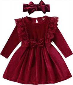 img 4 attached to Toddler Girls Long Sleeve Christmas Birthday Party Velvet Tutu Dress Fall Winter Outfits By ODOLDI