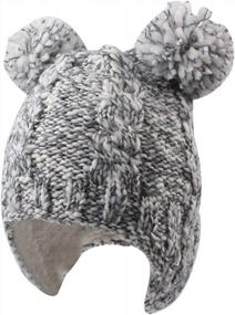 img 4 attached to Cozy Winter Baby Hat With Pompom And Earflaps | Chunky Cable Knit | Boys And Girls | Warm Fleece Lining | Toddler Bonnet | Fits 6 Months To 4 Years | Perfect For Christmas