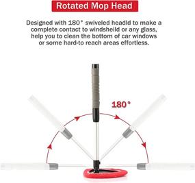 img 1 attached to JUSTTOP Window Windshield Cleaning Tool - Extendable Long-Reach Handle & Reusable Microfiber Cloth - Car & Office Interior/Exterior Cleaning Kit (Red)