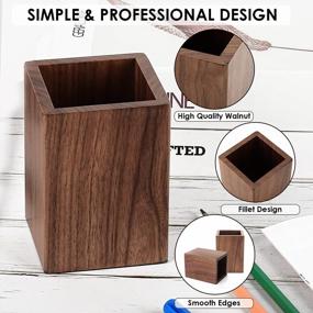 img 3 attached to MaxGear Walnut Pen Holder: Premium Desk Accessories & Workspace Organizers For Home, School & Office