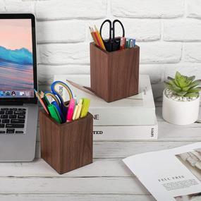 img 1 attached to MaxGear Walnut Pen Holder: Premium Desk Accessories & Workspace Organizers For Home, School & Office