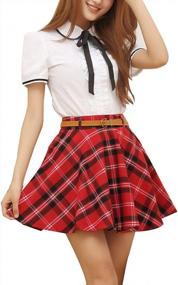 img 1 attached to Chic Plaid Mini Skirt For Women With A High-Waist And Pleated Design - Perfect For School Uniforms