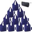 go green with beegreen: navy blue reusable grocery bags - set of 10 with carrying case and elastic band logo