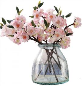 img 4 attached to Set Of 5 Artificial Cherry Blossom Branches In Light Pink, 17.3 Inches Each For Stunning Flower Displays