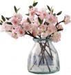 set of 5 artificial cherry blossom branches in light pink, 17.3 inches each for stunning flower displays logo