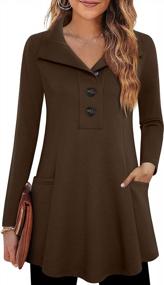 img 4 attached to Women'S Long Sleeve Button Collar Tunic Sweaters With Pockets By Timeson