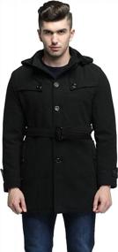 img 4 attached to FashCiaga Men'S Woolen Pea Coat With Hood And Single-Breasted Closure