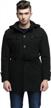 fashciaga men's woolen pea coat with hood and single-breasted closure logo