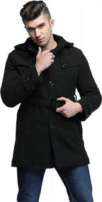 img 1 attached to FashCiaga Men'S Woolen Pea Coat With Hood And Single-Breasted Closure