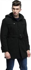 img 3 attached to FashCiaga Men'S Woolen Pea Coat With Hood And Single-Breasted Closure