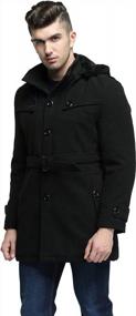 img 2 attached to FashCiaga Men'S Woolen Pea Coat With Hood And Single-Breasted Closure