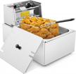 1500w 6.34qt electric fryer w/ removable basket & lid - ideal for french fries, fish, chicken & wings! logo