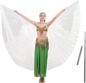 img 4 attached to IMucci 14-Hued Belly Dance Wing Set With 360° Isis Angel Wings And Portable Telescopic Rods For Adults And Kids