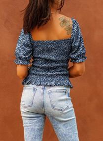 img 1 attached to Stylish EVALESS Blouses: Floral Off Shoulder Square Neck Tops For Women