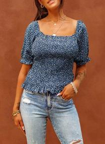 img 2 attached to Stylish EVALESS Blouses: Floral Off Shoulder Square Neck Tops For Women