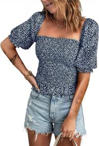 img 4 attached to Stylish EVALESS Blouses: Floral Off Shoulder Square Neck Tops For Women