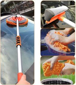 img 3 attached to 💦 Buyplus Car Wash Brush Mop with 46" Aluminum Alloy Long Handle: 3-in-1 Chenille Microfiber Car Cleaning Kit, Clean Without Scratches, Perfect for Washing Trucks