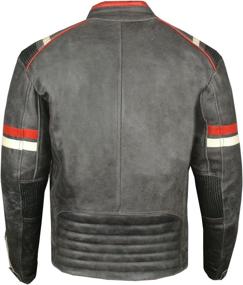 img 2 attached to XL Vintage Cafe Racer Motorcycle Distressed Leather Armor Biker Jacket for Men