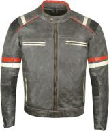 xl vintage cafe racer motorcycle distressed leather armor biker jacket for men logo