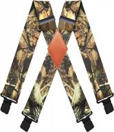 camo men's heavy duty suspenders with adjustable braces and sturdy clips for hunting and work by mendeng logo