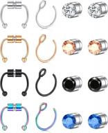 anicina fake nose ring and fake septum set with cz diamond nose ring hoop and stud earrings for men and women logo