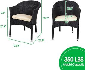 img 3 attached to TRY & DO Patio Wicker Chair With Armrest Outdoor Rattan Dining Chair With Seat Cushion Garden Furniture For Garden, Balcony, Lawn And Indoors-1 Pack (Black)