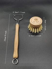 img 2 attached to 🧽 Organic Wooden Dish Brush Set: A-1ux Eco-friendly Bamboo Wood & Natural Bristle Tampico Fiber Washing Up Brushes with 2 Replacement Heads – Ideal for Pot Pan Dish Bowl and Kitchen Cleaning